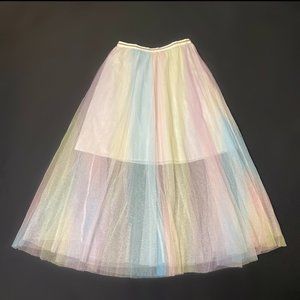 Tulle rainbow pastel midi skirt